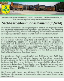 Sachbearbeiter für das Bauamt gesucht