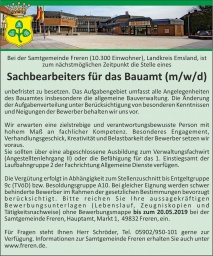 Sachbearbeiter für das Bauamt gesucht