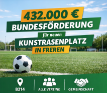 432.000 Euro Bundesförderung für neuen Kunstrasenplatz in Freren